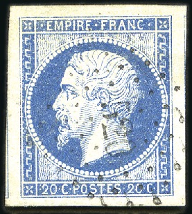 Stamp of France 1853-60 20c Empire non dentelé avec grands bouleva