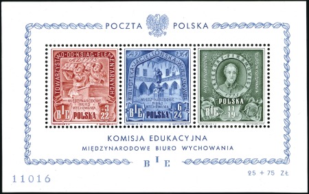 Stamp of Poland » Poland Later Issues 1946 BIE issue : Set of three values in sheetlets 
