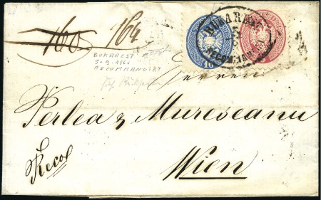Stamp of Romania » Austrian Levant Post Offices 1866 Registered letter to Vienna franked at front 