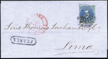 Stamp of Chile 1862 10c Deep Dark Blue, London print possibly on 