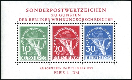 Stamp of Germany » Berlin 1949 Währungsgeschädigten miniature sheet 1x mint 
