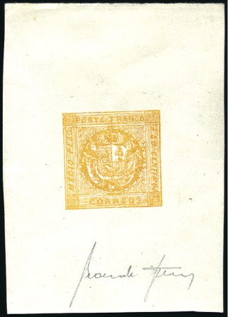Stamp of Peru » 1858 (March) First Issue 1/2p Orange Yellow and 1/p Buff, Sperati die proof