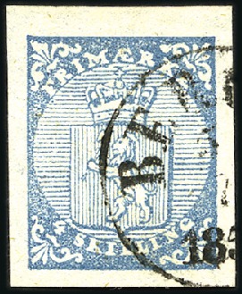 Stamp of Norway » 1st Issue 4Sk blue used with BERGEN part cancel showing vari