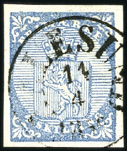 Stamp of Norway » 1st Issue 4Sk blue used with AALESUND 11.4.56 part cds showi