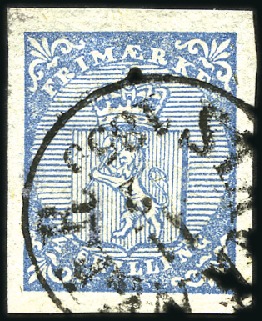 Stamp of Norway » 1st Issue 4Sk blue used with STAVANGER 11.2.56 part cds, ver