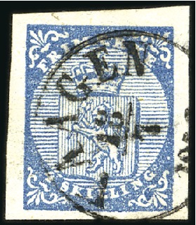 Stamp of Norway » 1st Issue 4Sk blue used with VAAGEN 18.7.56 part cds showing