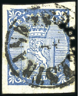 Stamp of Norway » 1st Issue 4Sk blue used with HOLMESTRAND cds showing variety