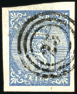 Stamp of Norway » 1st Issue 4Sk blue used with almost complete numeral '25' of