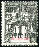 Stamp of Colonies françaises » Indochine Timbre fiscal avec surcharge renversée obl. sur fr