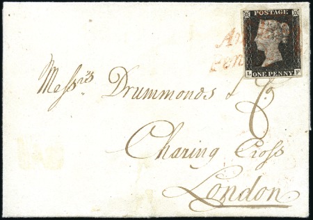 Stamp of Great Britain » 1840 1d Black and 1d Red plates 1a to 11 Plate 3 LF with good to very good margins, tied on