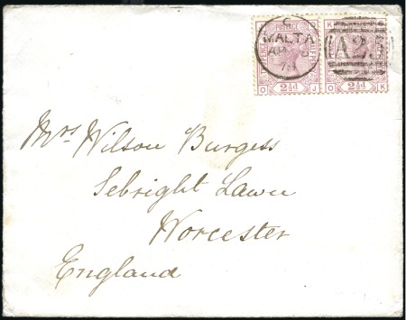 Stamp of Great Britain » British Post Offices Abroad MALTA: 1878 (Apr 8) Envelope to England with 1873-