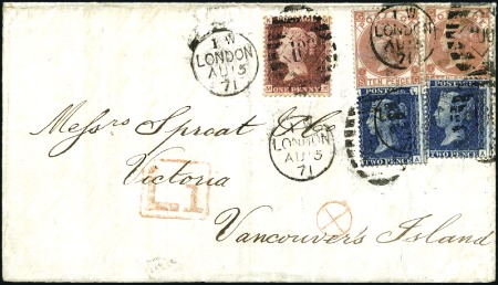 Stamp of Great Britain » 1855-1900 Surface Printed 1871 (Aug 15) Part wrapper (top flap only) to VANC