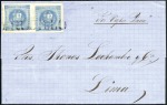 Stamp of Peru » Collections and Large Lots 1858-61 1 dinero Blues, binder with 33 covers and 