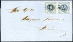 Stamp of Peru » Collections and Large Lots 1858-61 1 dinero Blues, binder with 33 covers and 