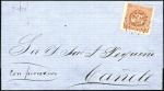 Stamp of Peru » Collections and Large Lots 1858-61 1 peseta Reds, great lot of 9 covers incl.