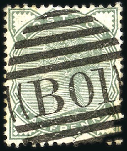 Stamp of Great Britain » 1855-1900 Surface Printed 1880 "Provisional" 1/2d pale green with TRIAL CANC