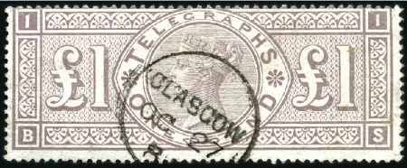 Stamp of Great Britain » Telegraphs 1877 £1 Pale Brown Lilac with crisp and neat Glasg