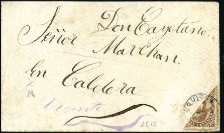 Stamp of Peru » 1866-67 American Banknote Co. Issues BISECT of 20c Brown tied by Iquique cds to early 1