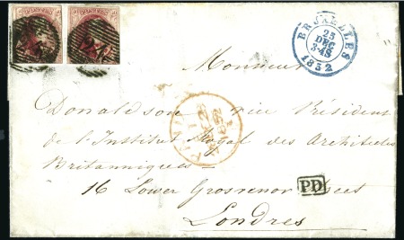 Stamp of Belgium » Belgique. 1849 Médaillons (filigrane encadré) - Émission 40c Carmin, deux exemplaires dont un bien margé, o
