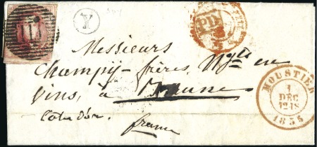 Stamp of Belgium » Belgique. 1851 Médaillons (filigrane sans cadre) - Émission 40c Carmin, touché en haut à gauche sur lettre de 