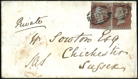 Stamp of Great Britain » 1841 1d Red TREASURY ROULETTE: 1d Red-Brown pl.152 OB with "Tr