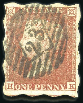 Stamp of Great Britain » 1841 1d Red TREASURY ROULETTE: 1d Red-Brown pl.157 HK with "Tr