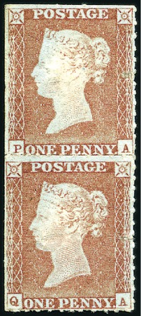 Stamp of Great Britain » 1854-70 Perforated Line Engraved ARCHER TRIAL ROULETTE: 1848 1d Red-Brown PA-QA ver