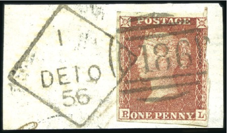 Stamp of Great Britain » 1854-70 Perforated Line Engraved 1856 1d Red-Brown pl.32 RL (die II alph. III wmk L