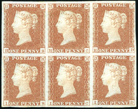 Stamp of Great Britain » 1841 1d Red Plate 93 HB/ID (Archer plate) block of six with go