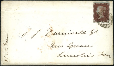 Stamp of Great Britain » 1841 1d Red TREASURY ROULETTE: 1d Red-Brown AC with "Treasury 