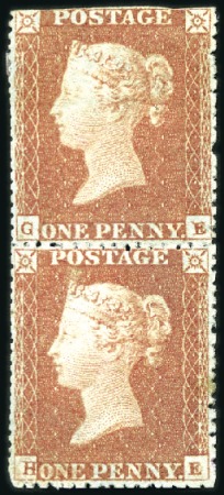 Stamp of Great Britain » 1841 1d Red PRIVATE ROULETTE: 1d Red-Brown 86 GE/HE vert. pair