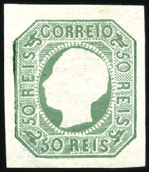 Stamp of Portugal 1862-64 King Luiz, 50r green, unused, intense colo