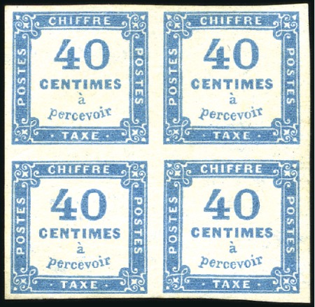 Stamp of France 1871-78 40c bleu en bloc de 4, neuf, qq petits ami
