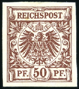 Stamp of Germany » German Empire 1889 IMPERFORATE PROOFS of 3Pf, 25Pf and 50Pf mint