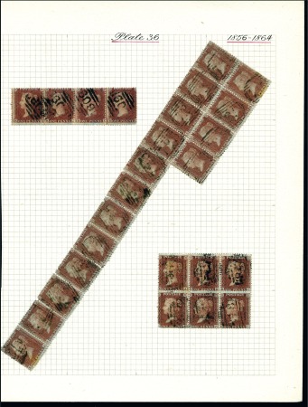 Stamp of Great Britain » 1854-70 Perforated Line Engraved 1857 1d Red-Brown perf.14 pl.36 used selection inc