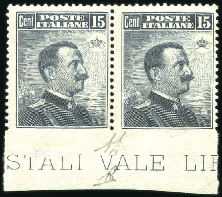 Stamp of Italy 1911 Definitives 15c grigio nero in horizontal BOT