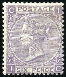 Stamp of Great Britain » 1855-1900 Surface Printed 1867-80 6d Lilac pl.6 (with hyphen), mint og, very