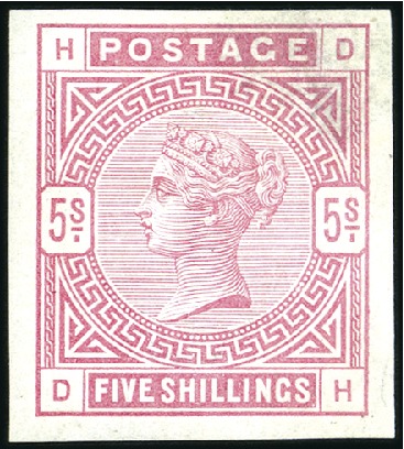 Stamp of Great Britain » 1855-1900 Surface Printed 1883-84 5s Rose on blued paper pl.2 IMPRIMATUR, mi