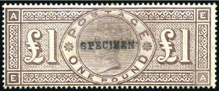 Stamp of Great Britain » 1855-1900 Surface Printed 1884 £1 Brown-Lilac with SPECIMEN type 9 overprint