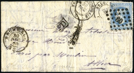 Stamp of Belgium » Belgique. Léopold 1er - Nouveau Type - Affranchissements mixtes, composés, etc. Boule de Moulins avec oblitération belge sur timbr