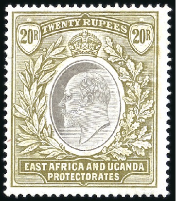 Stamp of Kenya, Uganda and Tanganyika » Kenya, Uganda and Tanganyika 1904-07 20R Grey & Stone, mint hr, very minor impe