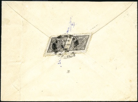Stamp of Russia » Zemstvos PSKOV: 1889 Registered cover franked on reverse by