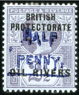 Stamp of Nigerias » Niger Coast Protectorate 1893 Old Calabar provisional 1/2d on 2 1/2d (blue 