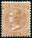 Stamp of Australia » New South Wales 1899 9d on 10d Dull Brown with double surcharge va