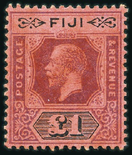 Stamp of Fiji 1923 £1 Purple & Black on red die II, mint nh, ver