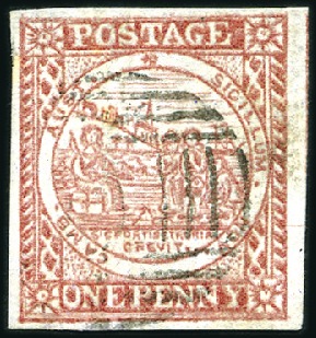 Stamp of Australia » New South Wales 1850 1d Brownish Red on hard grey/bluish paper wit