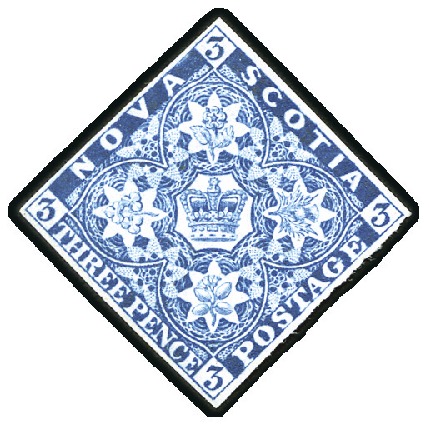 Stamp of Canada » Nova Scotia 1851-60 3d Bright Blue with fine to good margins, 