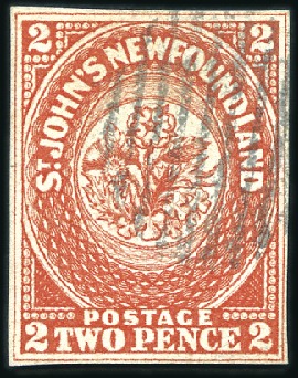 Stamp of Canada » Newfoundland 1857 2d Scarlet-Vermilion, with fine margins all a