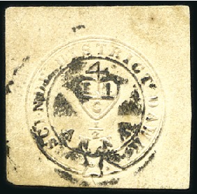 Stamp of India 1852 "Scinde Dawk" 1/2a white used with clear mute