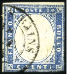 Stamp of Italian States » Sardinia 1859-61, Small mint & used assembly, noted 20c wit